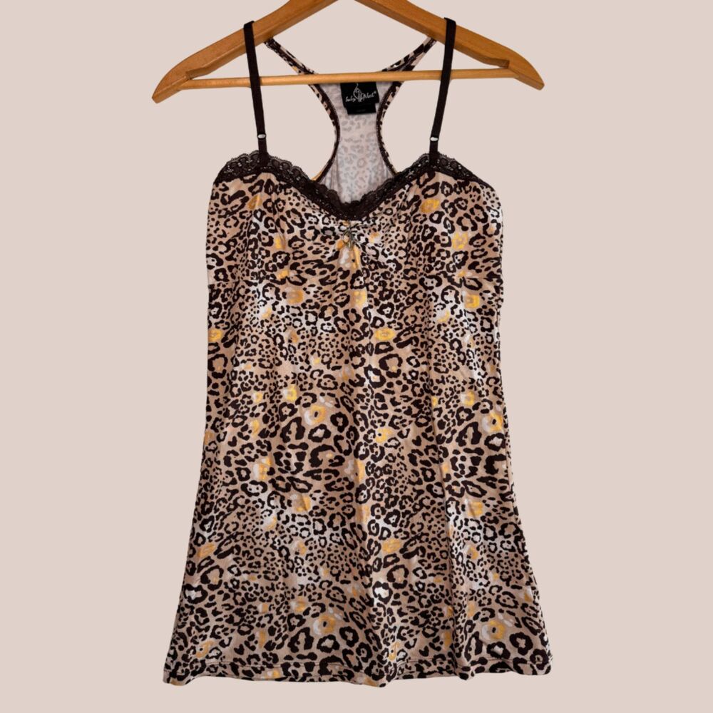 Vintage Y2K Baby Phat Lace Trim Leopard Print Tank Top